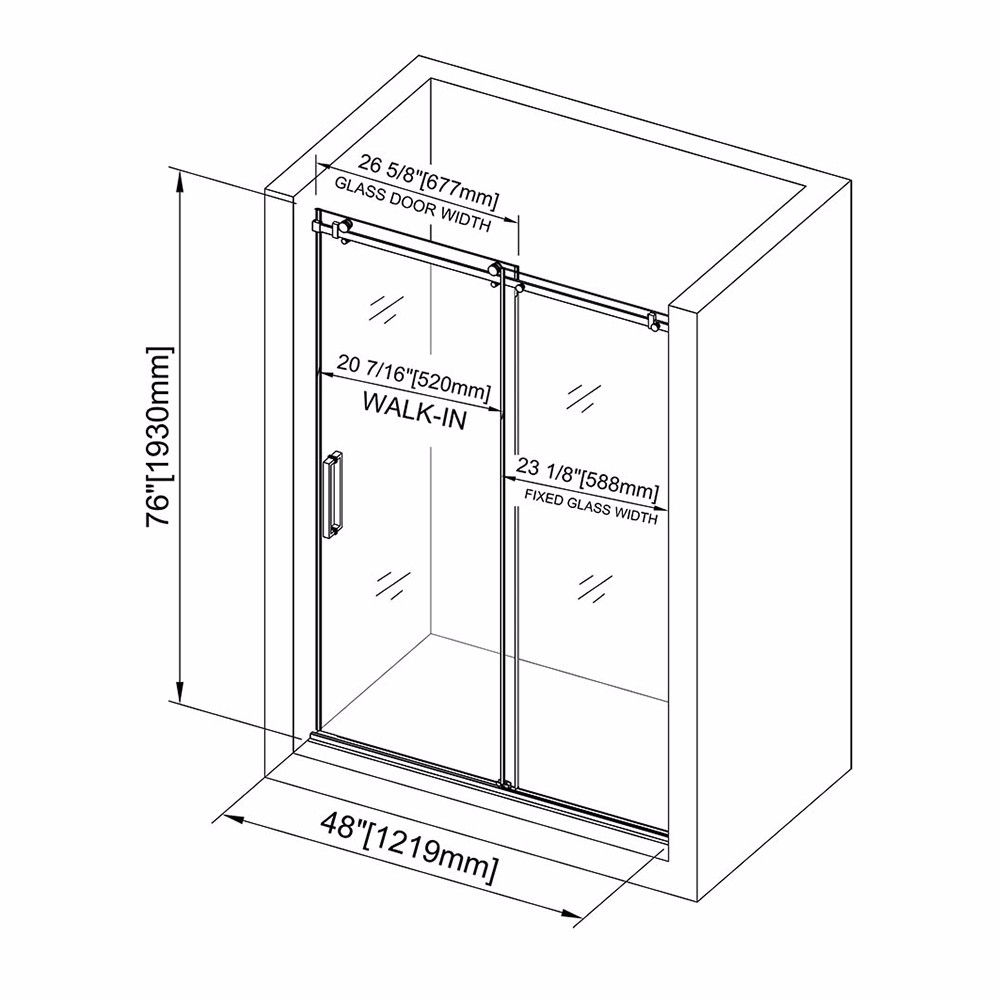 ᐅ【WOODBRIDGE Frameless Shower Doors 4448" Width x 76"Height with 5/16