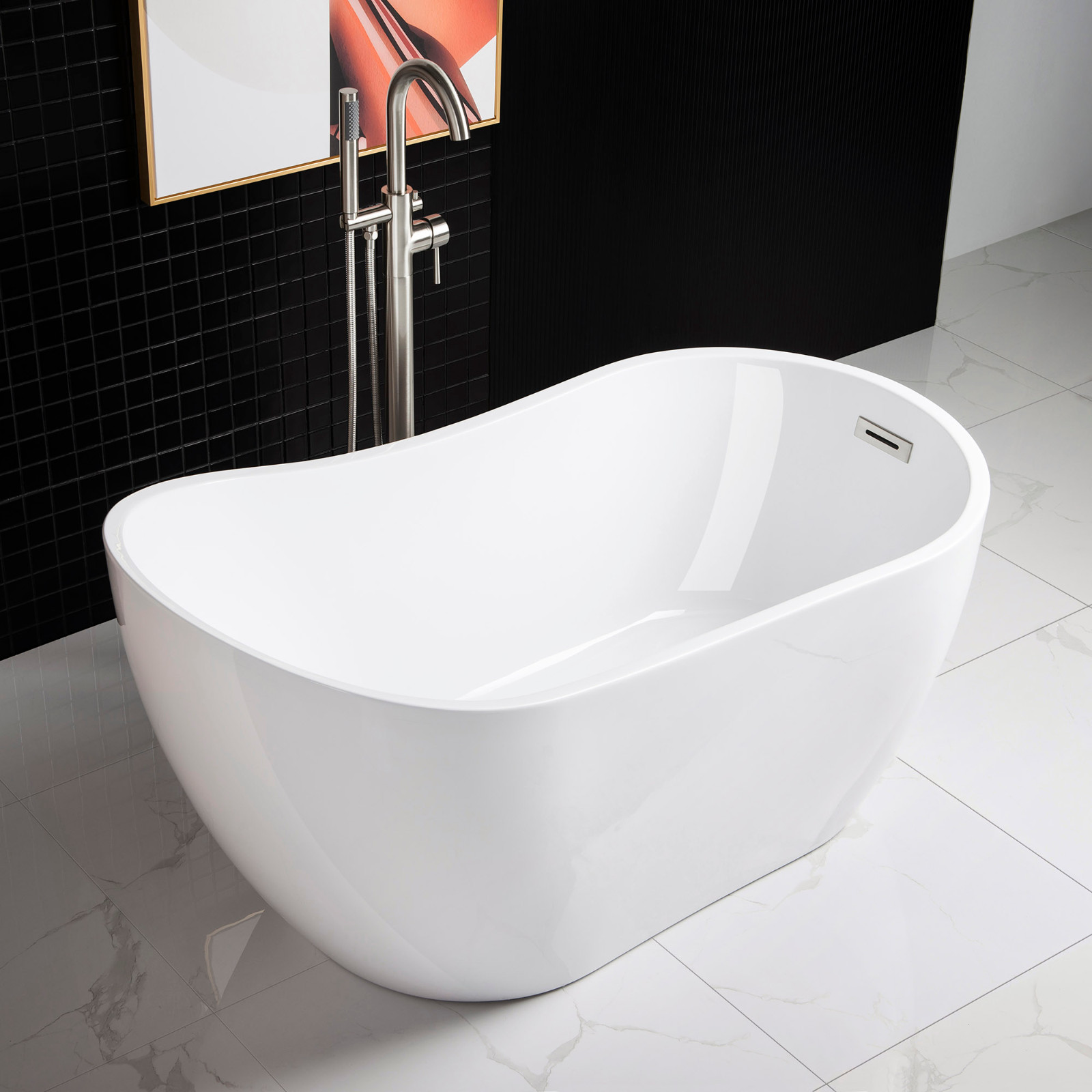 ᐅ【WOODBRIDGE 54" Acrylic Freestanding Bathtub Contemporary Soaking Tub