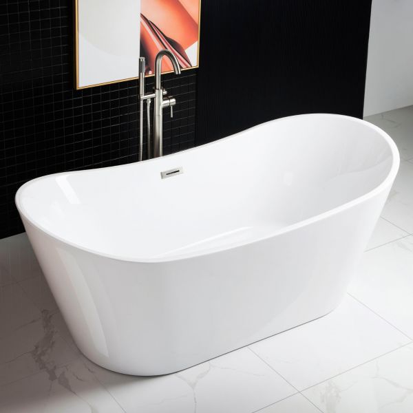 ᐅ【WOODBRIDGE 71" Acrylic Freestanding Bathtub Contemporary Soaking Tub
