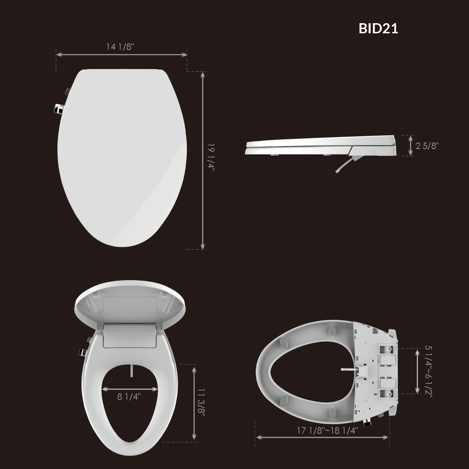 ᐅ【WOODBRIDGE Elongated Bidet SeatNo Electricity Bidet Toilet Seat with