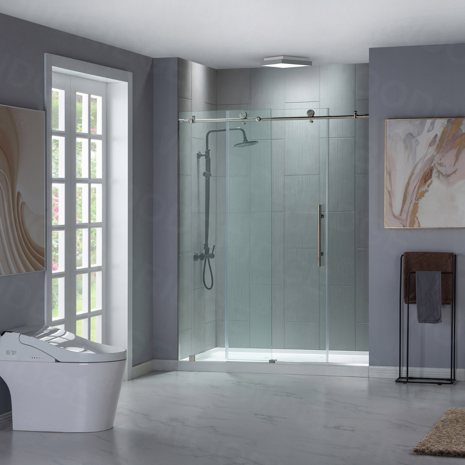 ᐅ【WOODBRIDGE Frameless Shower Doors 5660" Width x 76"Height with 3/8