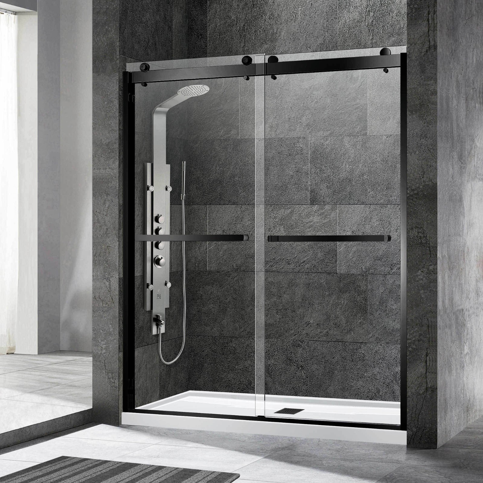 ᐅ【WOODBRIDGE Frameless Shower Doors 5660" Width x 76"Height with 3/8