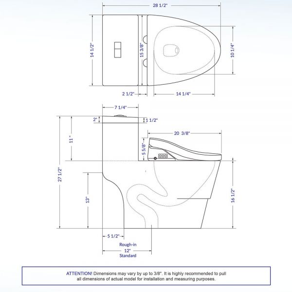 ᐅ【WOODBRIDGE T0008 Luxury Bidet Toilet, Elongated One Piece Toilet
