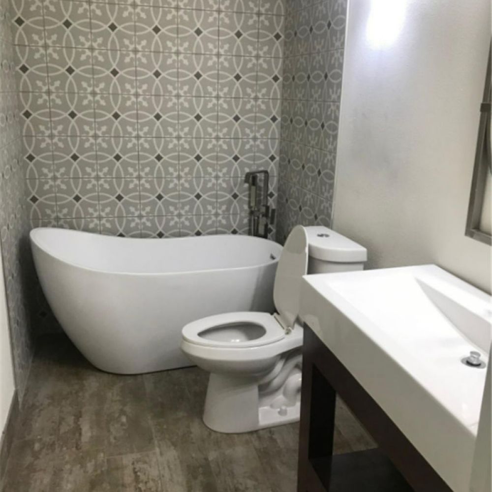 ᐅ【WOODBRIDGE 54" Acrylic Freestanding Bathtub Contemporary Soaking Tub