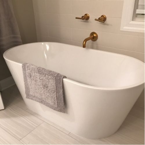 ᐅ【WOODBRIDGE 59" Acrylic Freestanding Bathtub Contemporary Soaking Tub