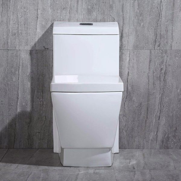  WOODBRIDGE T-0020 Dual Flush Elongated One Piece Toilet , Chair Height with Soft Closing Seat, Deluxe Square Design_10902