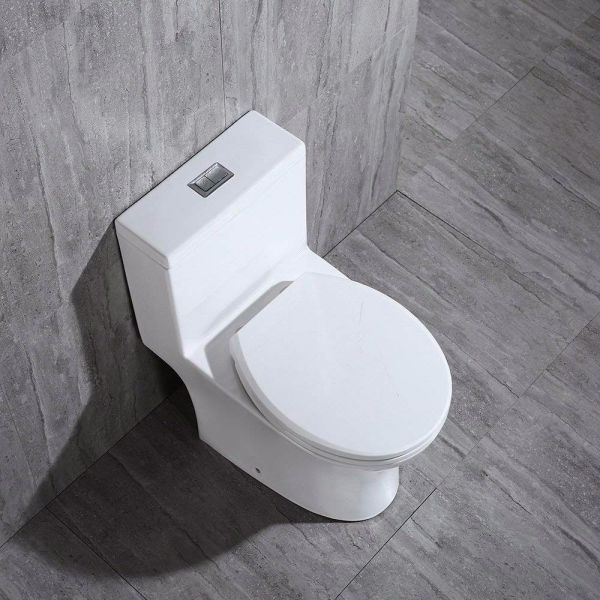  WOODBRIDGEBath T-0031 WOODBRIDGE T-0031 Short Compact Tiny One Piece Toilet with Soft Closing Seat, Small Toilet_10883