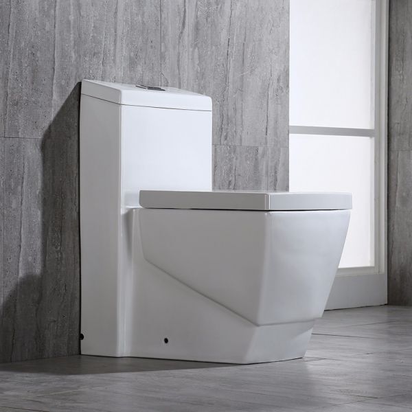  WOODBRIDGE T-0020 Dual Flush Elongated One Piece Toilet , Chair Height with Soft Closing Seat, Deluxe Square Design