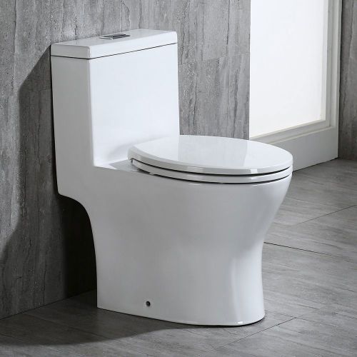 WOODBRIDGEBath T-0031 WOODBRIDGE T-0031 Short Compact Tiny One Piece Toilet with Soft Closing Seat, Small Toilet