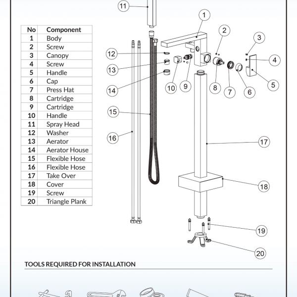  WOODBRIDGE F0004CH Contemporary Single Handle Floor Mount Freestanding Tub Filler Faucet with Hand shower in Chrome Finish._10389