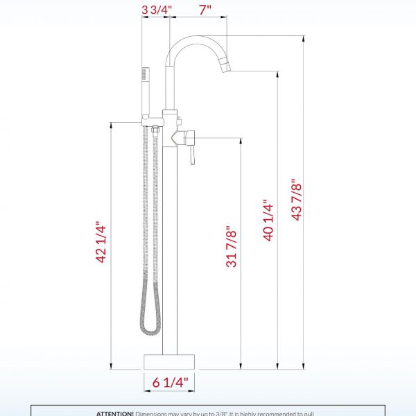  WOODBRIDGE F0001BNRD Contemporary Single Handle Floor Mount Freestanding Tub Filler Faucet with Hand shower in Brushed Nickel Finish._11097