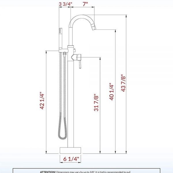  WOODBRIDGE F0007BGRD Contemporary Single Handle Floor Mount Freestanding Tub Filler Faucet with Hand shower in Brushed Gold Finish._10035