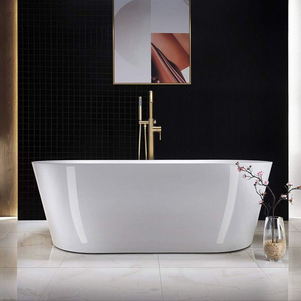  WOODBRIDGE F0007BGRD Contemporary Single Handle Floor Mount Freestanding Tub Filler Faucet with Hand shower in Brushed Gold Finish._10033
