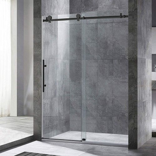 CASAINC Frameless Double Shower Door, 48 Width, 76 Height, 5/16(8mm)  Thick Clear Tempered Glass, Brushed Nickel Finish, Water Repellent 