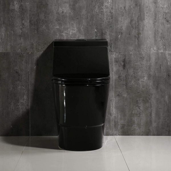  WOODBRIDGEE One Piece Toilet with Soft Closing Seat, Chair Height, 1.28 GPF Dual, Water Sensed, 1000 Gram MaP Flushing Score Toilet, B0941, Black_9904
