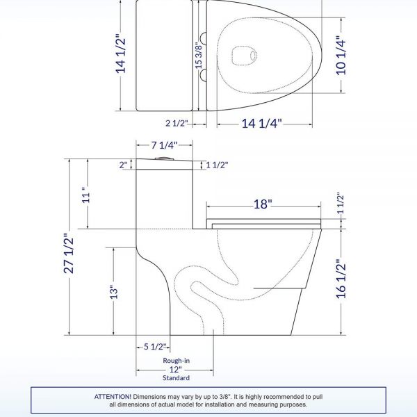  WOODBRIDGEE One Piece Toilet with Soft Closing Seat, Chair Height, 1.28 GPF Dual, Water Sensed, 1000 Gram MaP Flushing Score Toilet, B0941, Black_9907
