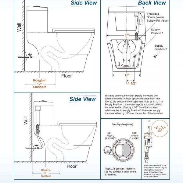  WOODBRIDGEE One Piece Toilet with Soft Closing Seat, Chair Height, 1.28 GPF Dual, Water Sensed, 1000 Gram MaP Flushing Score Toilet, B0941, Black_9909