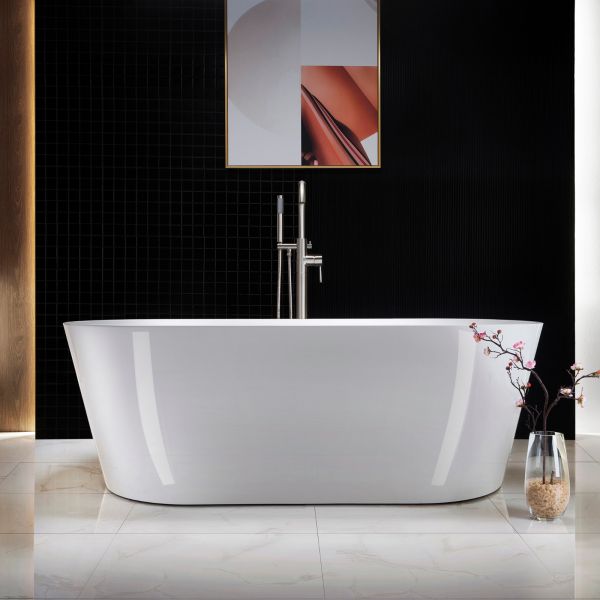  WOODBRIDGE F0001BNRD Contemporary Single Handle Floor Mount Freestanding Tub Filler Faucet with Hand shower in Brushed Nickel Finish._11096