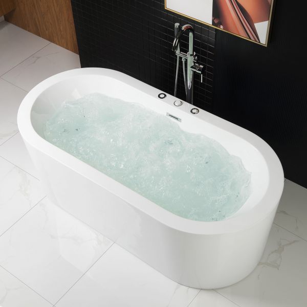 ᐅ【WOODBRIDGE 67 x 32 Whirlpool Water Jetted and Air Bubble Freestanding  Bathtub, B-0030 / BTS1606-WOODBRIDGE】