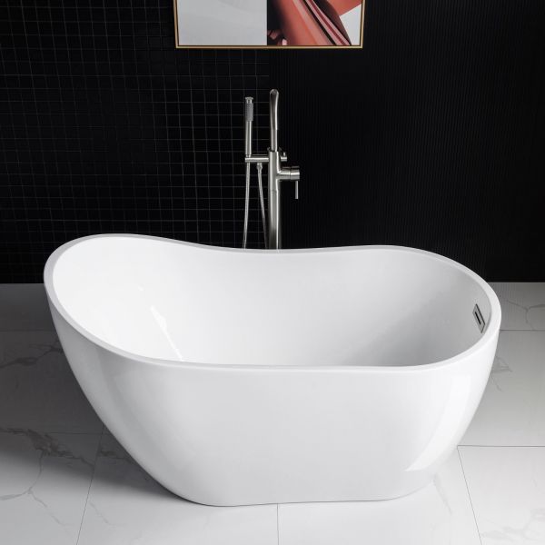 ᐅ【WOODBRIDGE 54" Acrylic Freestanding Bathtub Contemporary Soaking Tub