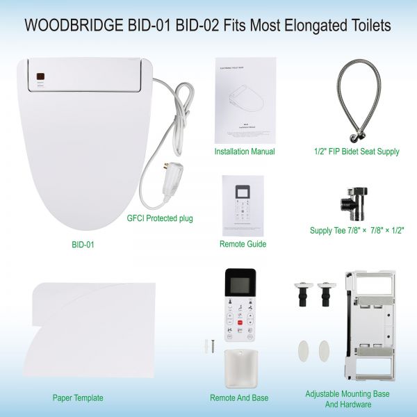  WOODBRIDGE BID01 Advanced Bidet Smart Toilet Seat, White_10876