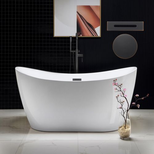 ᐅ【WOODBRIDGE F0008BG Contemporary Single Handle Floor Mount Freestanding Tub Filler Faucet with