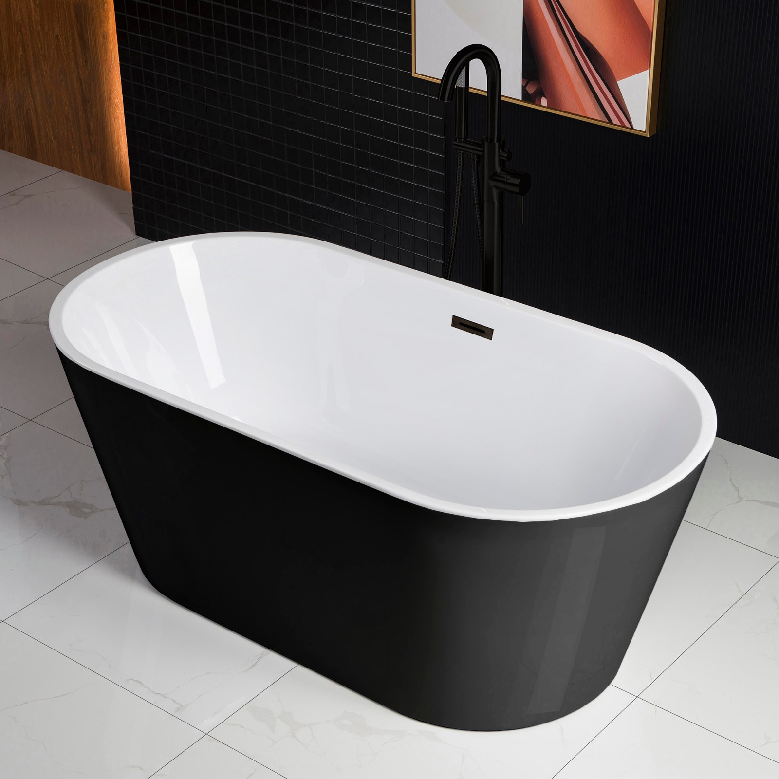 ᐅ【WOODBRIDGE B1814-MB 59" Acrylic Freestanding Bathtub Contemporary ...