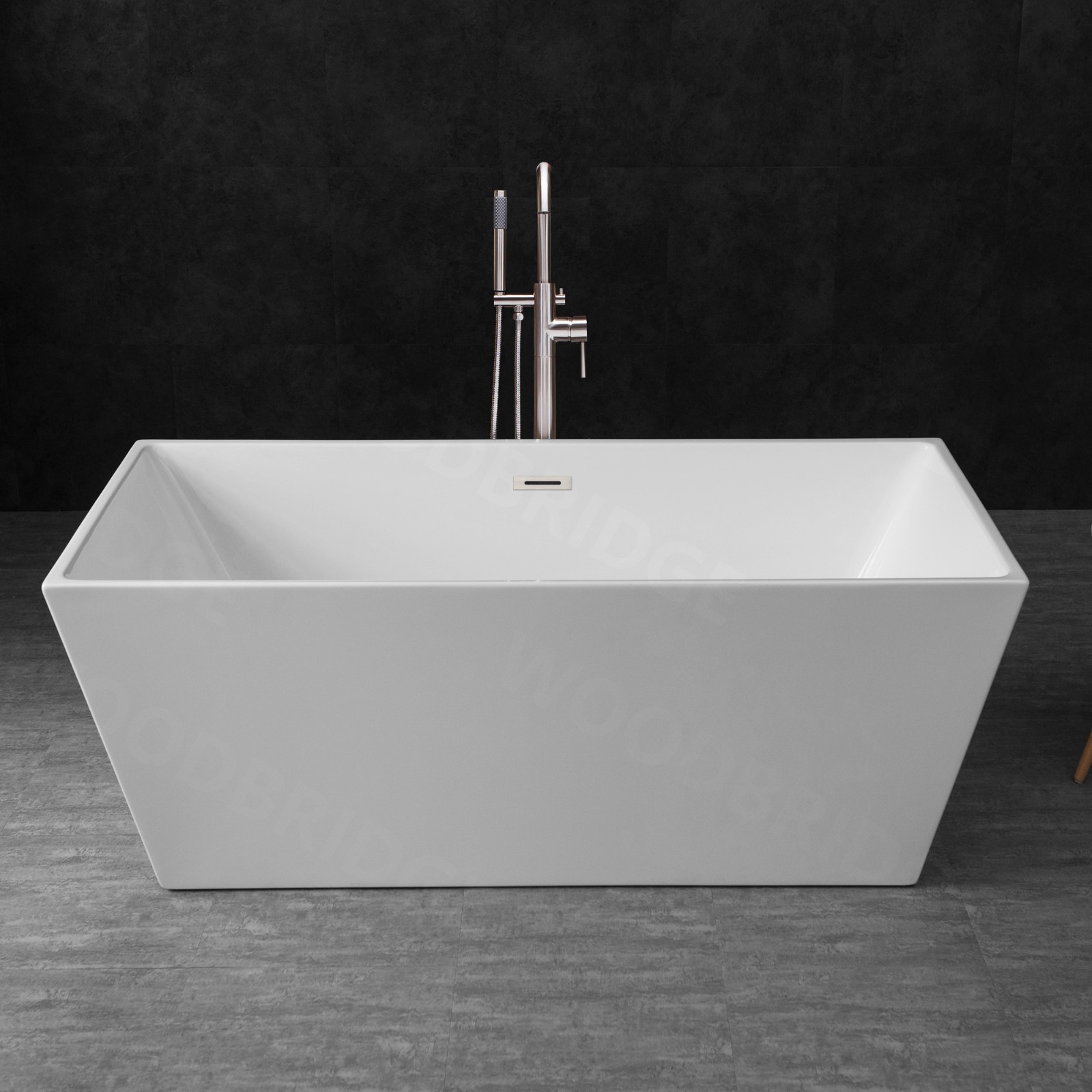 ᐅ【WOODBRIDGE 59" Acrylic Freestanding Bathtub Contemporary Soaking Tub