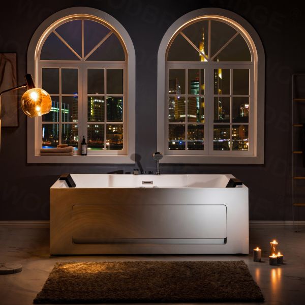 ᐅ【WOODBRIDGE 2 Person Freestanding Massage Hydrotherapy Bathtub Hot Tub  Spa, with Inline Heater. BTS-0090, WHITE-WOODBRIDGE】
