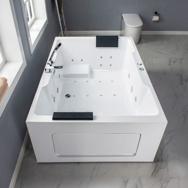 ᐅ【WOODBRIDGE 2 Person Freestanding Massage Hydrotherapy Bathtub Hot Tub  Spa, with Inline Heater. BTS-0090, WHITE-WOODBRIDGE】