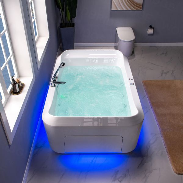 ᐅ【2 Person Freestanding Massage Hydrotherapy Bathtub Tub Hot Tub Spa, with  Inline Heater. BTS-0091-WOODBRIDGE】