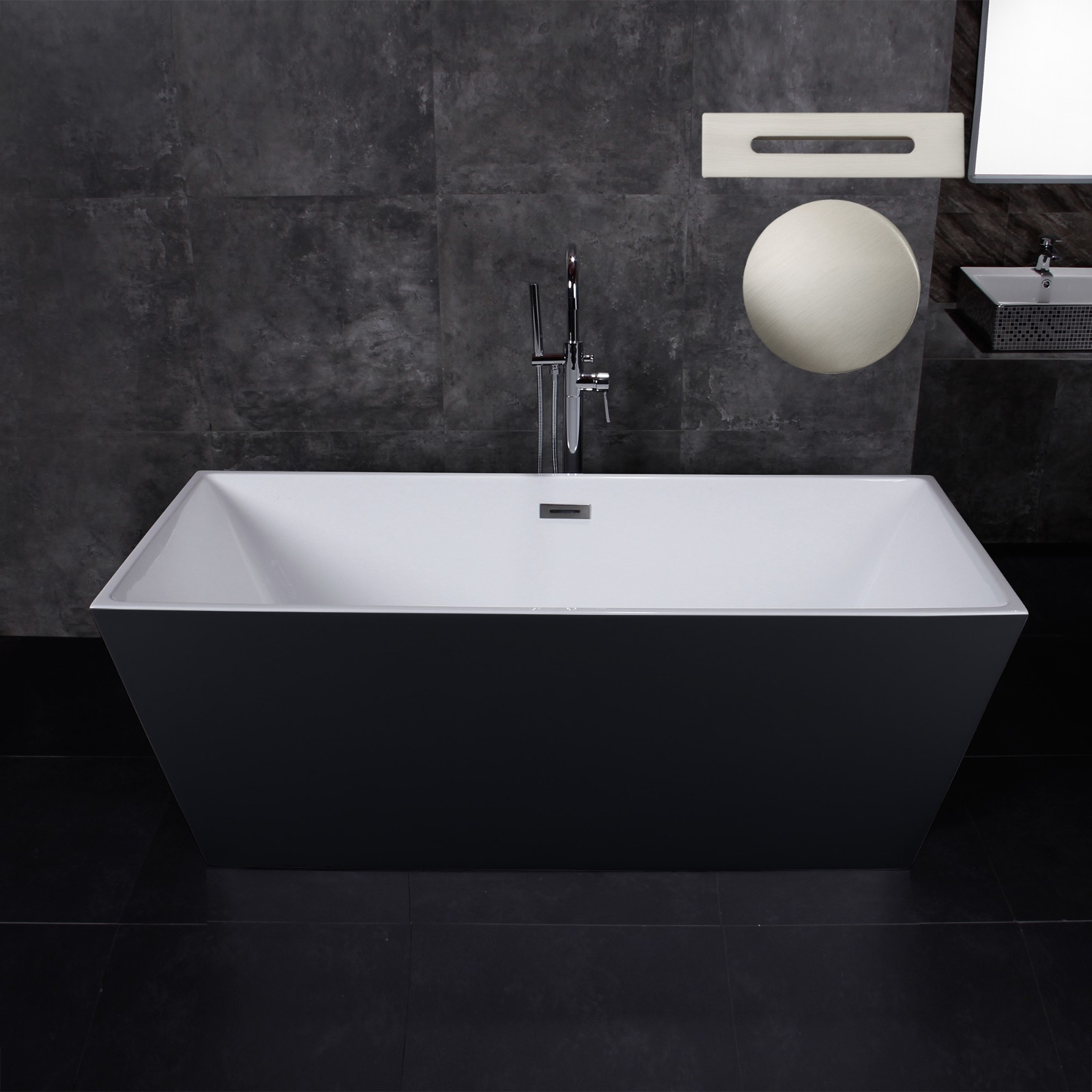 ᐅ【WOODBRIDGE 67" Acrylic Freestanding Bathtub Contemporary Soaking Tub