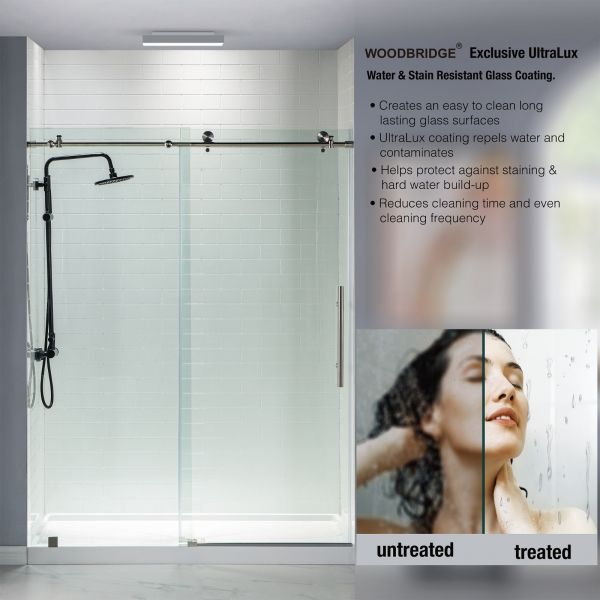 ᐅ【WOODBRIDGE Frameless Shower Doors 5660" Width x 76"Height with 3/8
