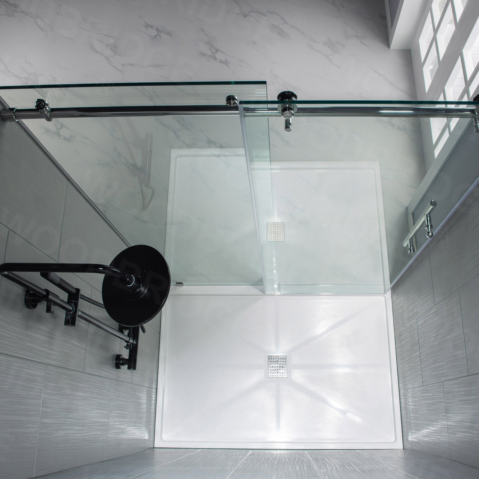 ᐅ【WOODBRIDGE Frameless Shower Doors 5660" Width x 76"Height with 3/8