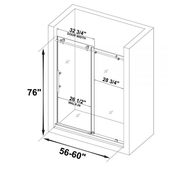  WOODBRIDGE Frameless Shower Doors 56-60