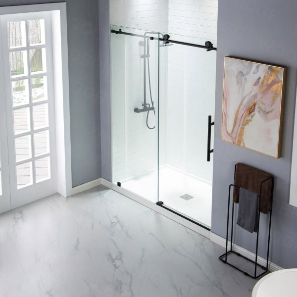 Dropship Frameless Sliding Glass Shower Doors 60 Width X 76