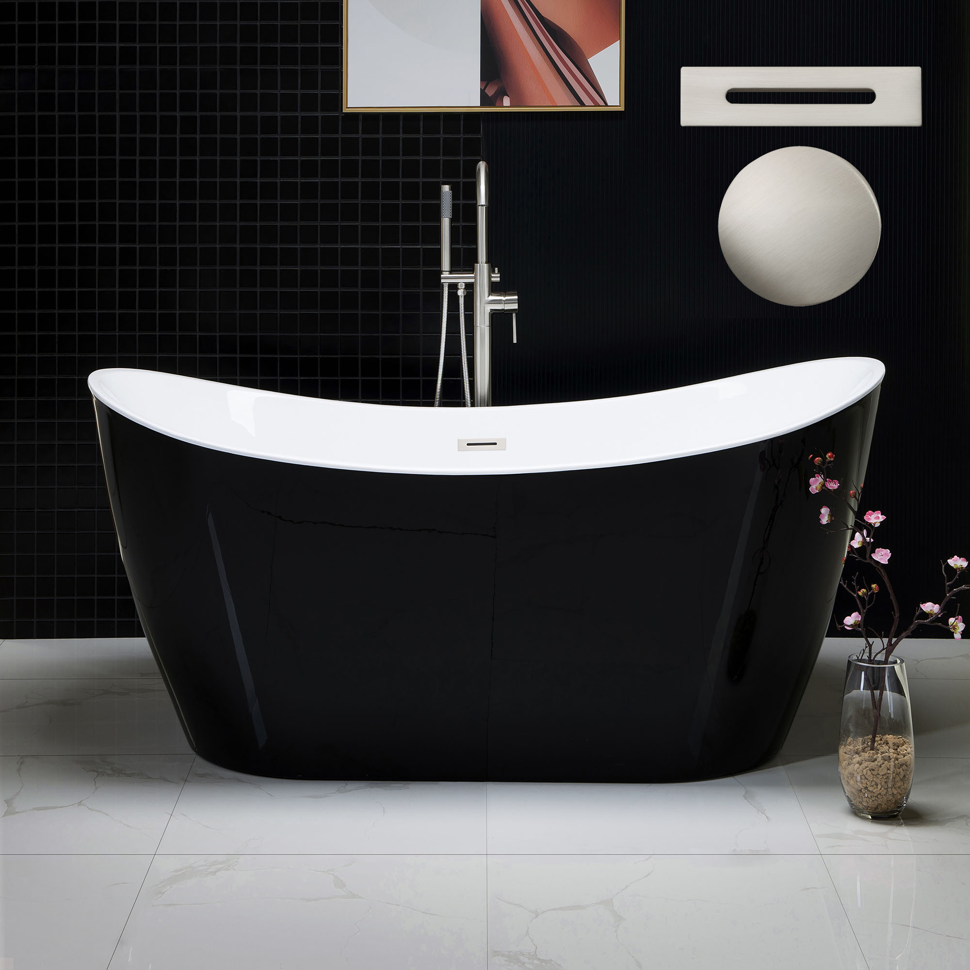 ᐅ【WOODBRIDGE B1816 59" Acrylic Freestanding Bathtub Contemporary