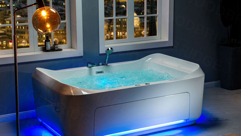 ᐅ【2 Person Freestanding Massage Hydrotherapy Bathtub Tub Hot Tub Spa, with  Inline Heater. BTS-0091-WOODBRIDGE】