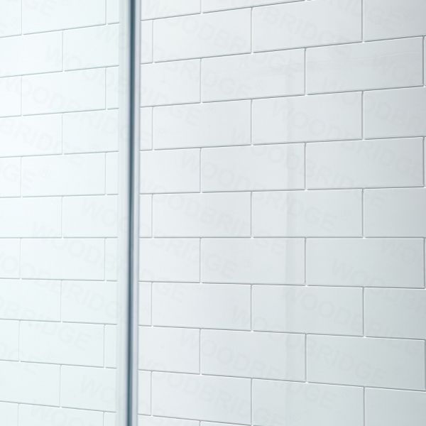  WOODBRIDGE SWP603696-1-SU-H Solid Surface 3-Panel Shower Wall Kit, 36-in L x 60-in W x 96-in H, Staggered Brick Pattern, High Gloss, White_8478