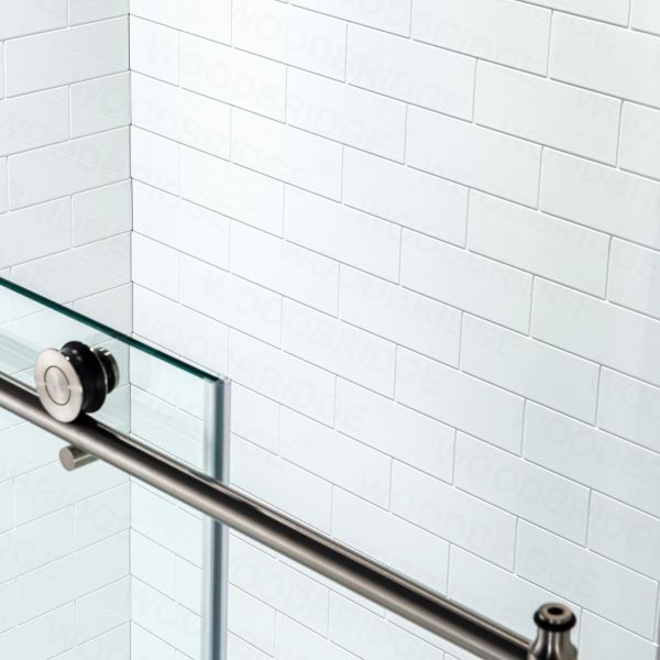  WOODBRIDGE SWP603696-1-SU-H Solid Surface 3-Panel Shower Wall Kit, 36-in L x 60-in W x 96-in H, Staggered Brick Pattern, High Gloss, White_8479