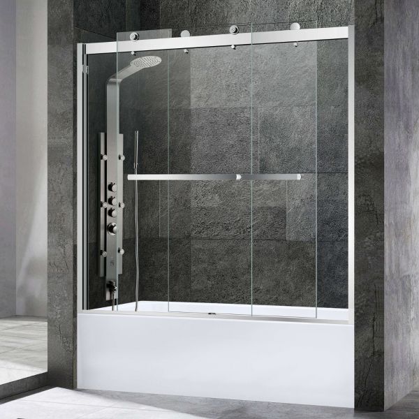 ᐅ【WOODBRIDGE Frameless Bathtub Shower Doors 56-60