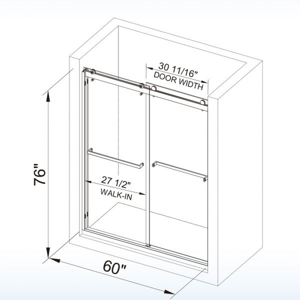  WOODBRIDGE Frameless Shower Doors 56-60