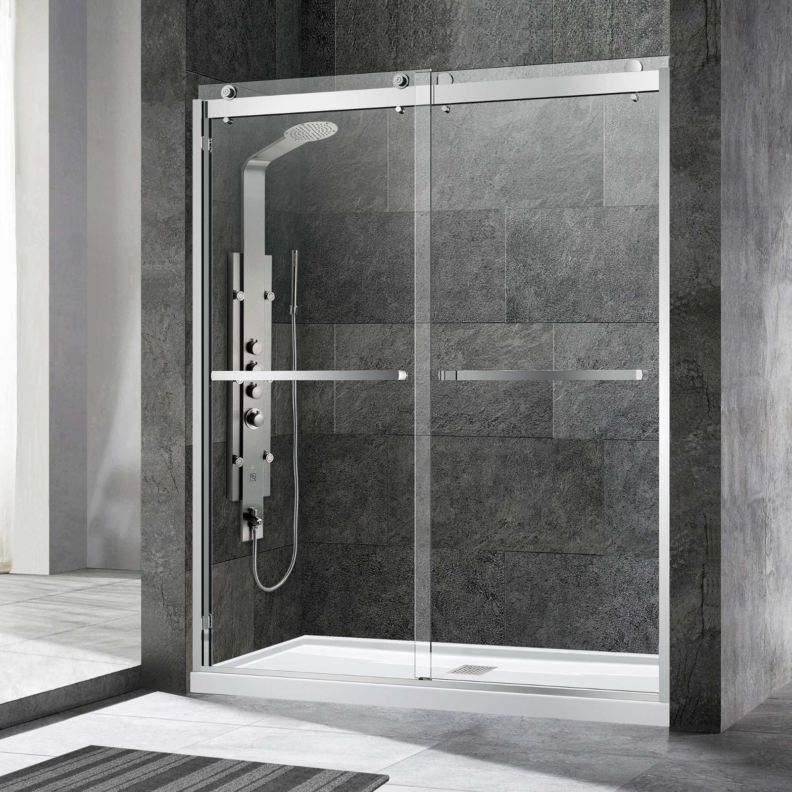 ᐅ【WOODBRIDGE Frameless Shower Doors 5660" Width x 76"Height with 3/8