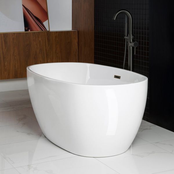ᐅ【WOODBRIDGE 55" Acrylic Freestanding Bathtub Contemporary Soaking Tub