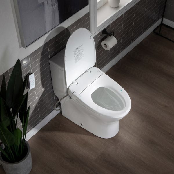  WOODBRIDGE T-0044 One Piece 1.1GPF/1.6 GPF Dual Flush Elongated Toilet with Advance Smart Bidet Bidet in White_7970