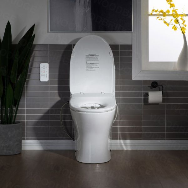  WOODBRIDGE T-0044 One Piece 1.1GPF/1.6 GPF Dual Flush Elongated Toilet with Advance Smart Bidet Bidet in White_7971