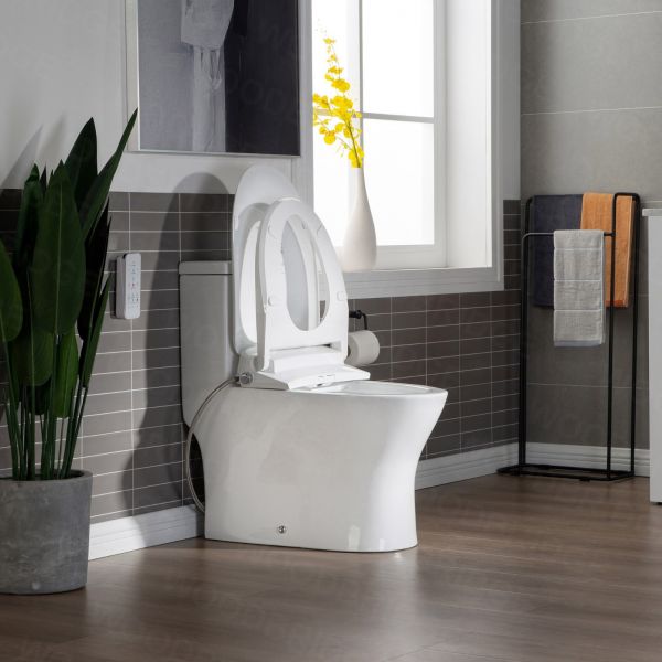  WOODBRIDGE T-0044 One Piece 1.1GPF/1.6 GPF Dual Flush Elongated Toilet with Advance Smart Bidet Bidet in White_7973