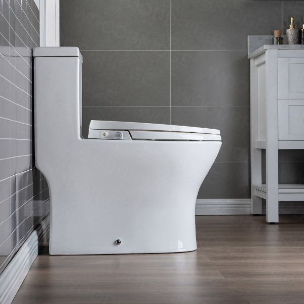  WOODBRIDGE T-0045 Modern One Piece Elongated High Effiency Toilet with Manual Operated Soft-Closed Toilet Seat, White_7916