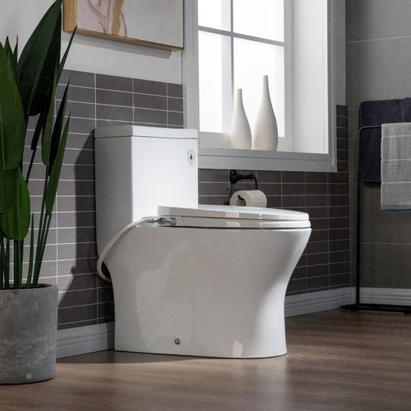  WOODBRIDGE T-0045 Modern One Piece Elongated High Effiency Toilet with Manual Operated Soft-Closed Toilet Seat, White_7927