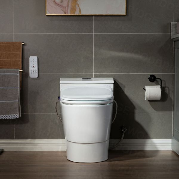 WOODBRIDGE T-0047 One Piece 1.1GPF/1.6 GPF Dual Flush Elongated Toilet with Advance Smart Bidet Toilet in White